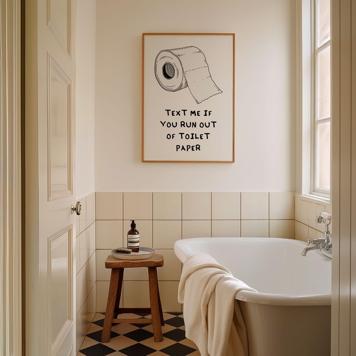 Text Me If You Run Out Of Toilet Paper Funny Bathroom Poster - Image 3