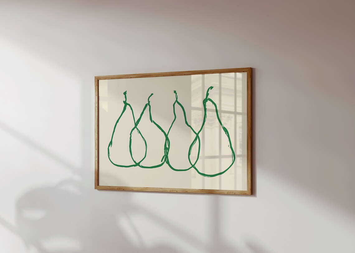 Pear Print Vintage Food Art, Minimalist Kitchen Poster - Image 3