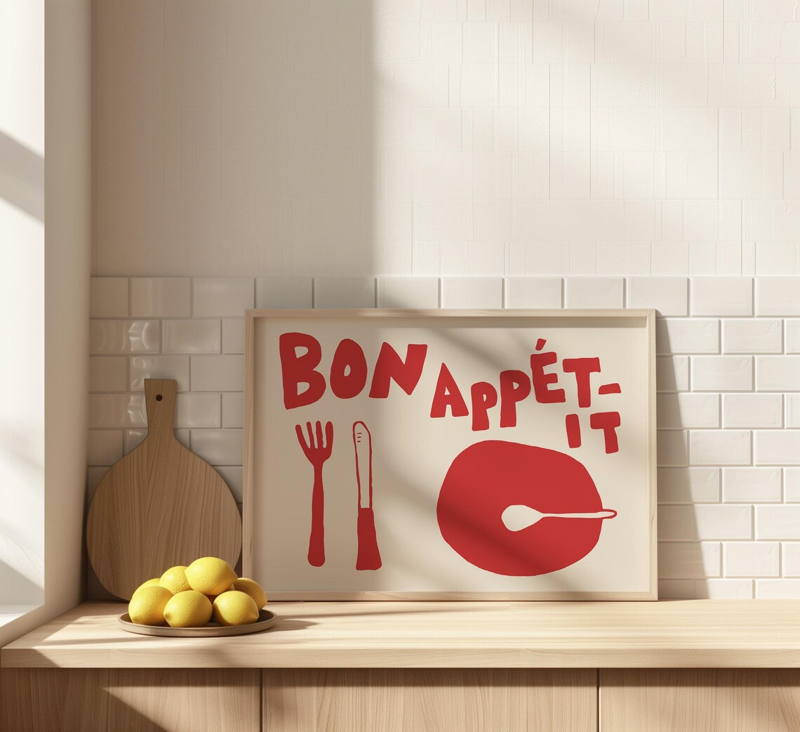 Bon Appetit Retro Food Art Print, Kitchen Decor - Image 2