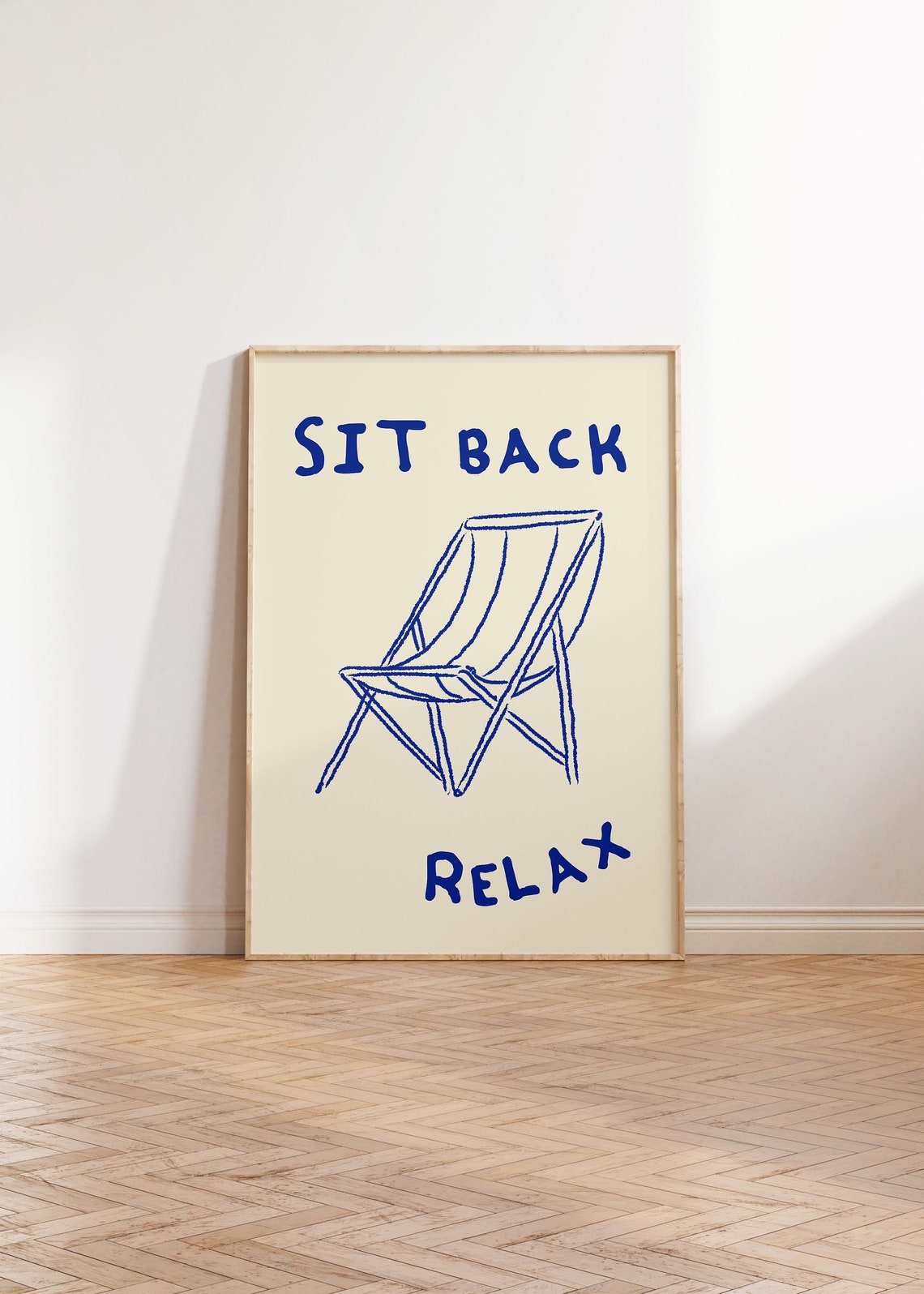 Sit Back Relax Beach Chair Summer Lounge Coastal Line Art Poster - Image 2