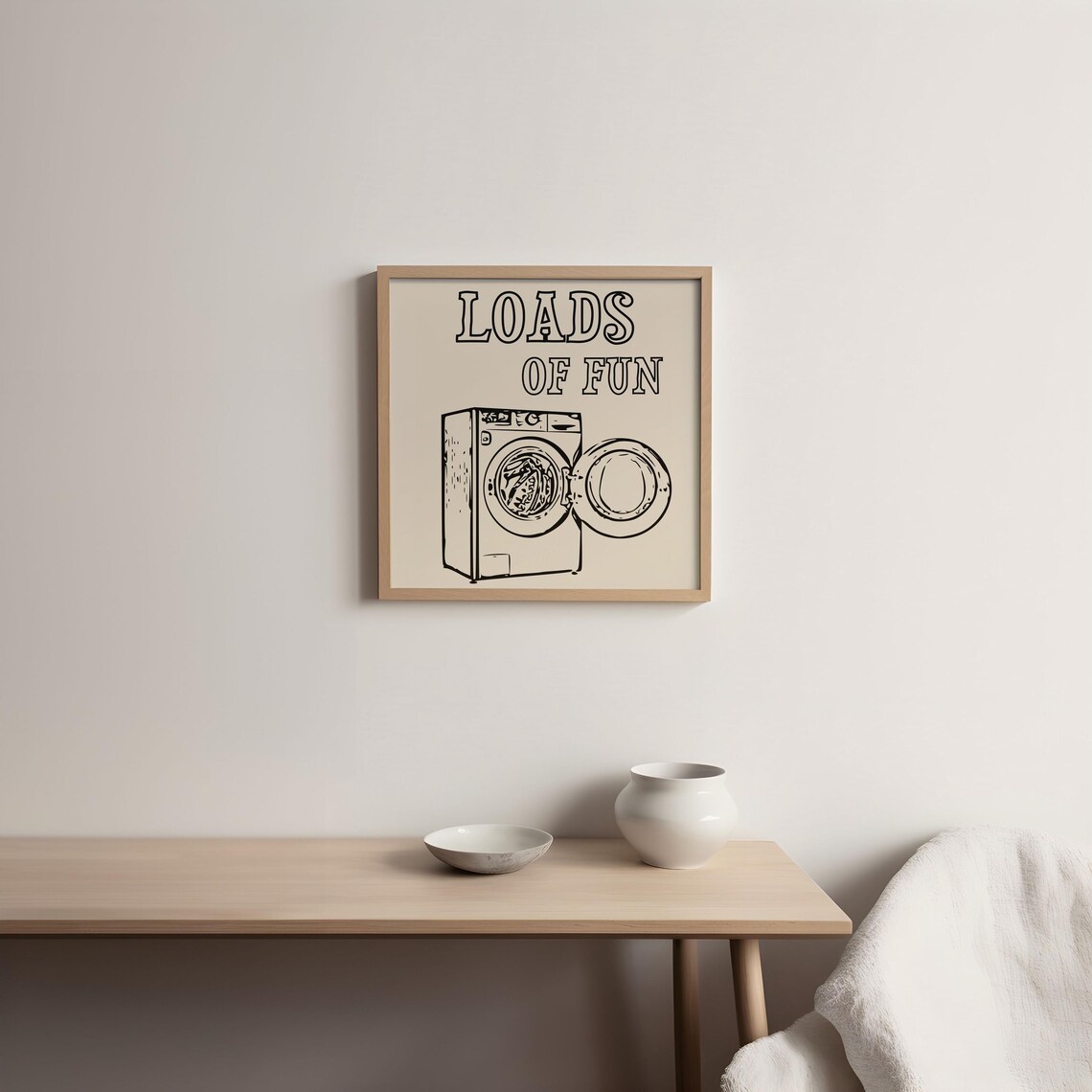 Loads Of Fun Laundry Room Washer Line Art Funny Minimalist Poster - Image 2