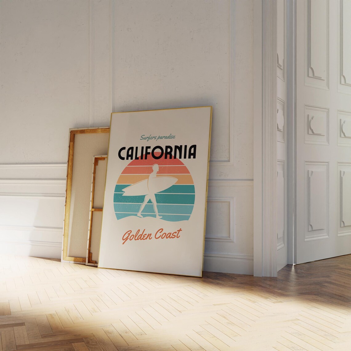 California Golden Coast Surfers Paradise Retro Sunset Surf Wall Poster - Image 2