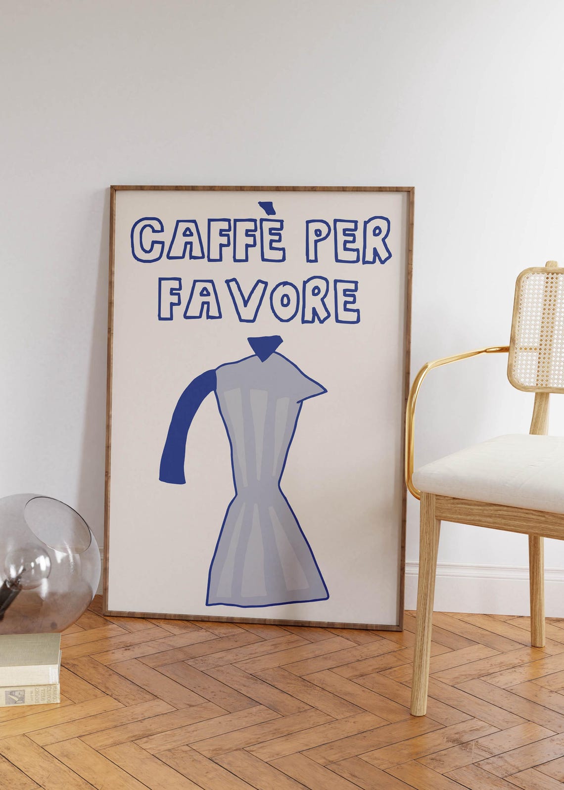 Caffe Per Favore Blue Moka Pot Italian Coffee Kitchen Decor Poster - Image 3