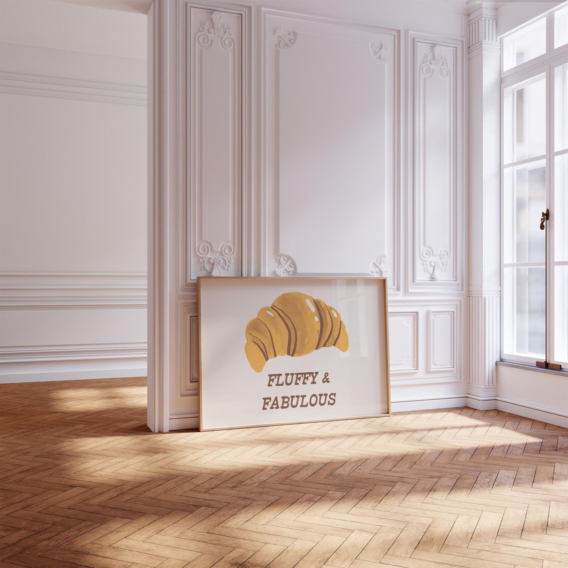 Fluffy And Fabulous Golden Croissant Painting Kitchen Quote Poster - Image 4