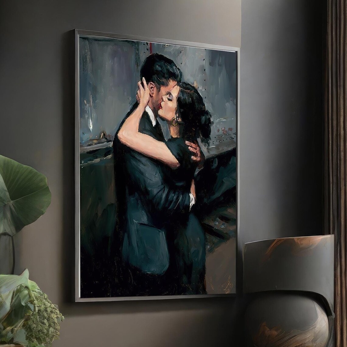 Lovers Saying Goodbye - Figurative Decor Art Print