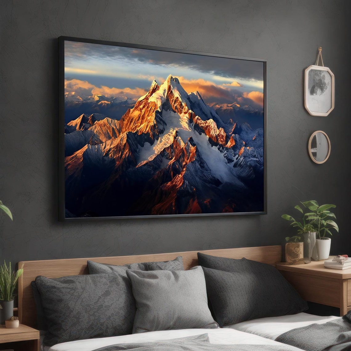 Snow Capped Mountain Peaks Alpenglow Majestic Nature Art Poster - Image 4