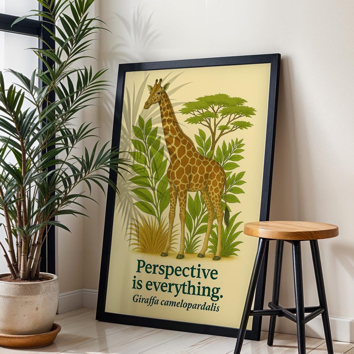 Giraffe Art Print Savanna Animal Illustration Perspective Is Everything