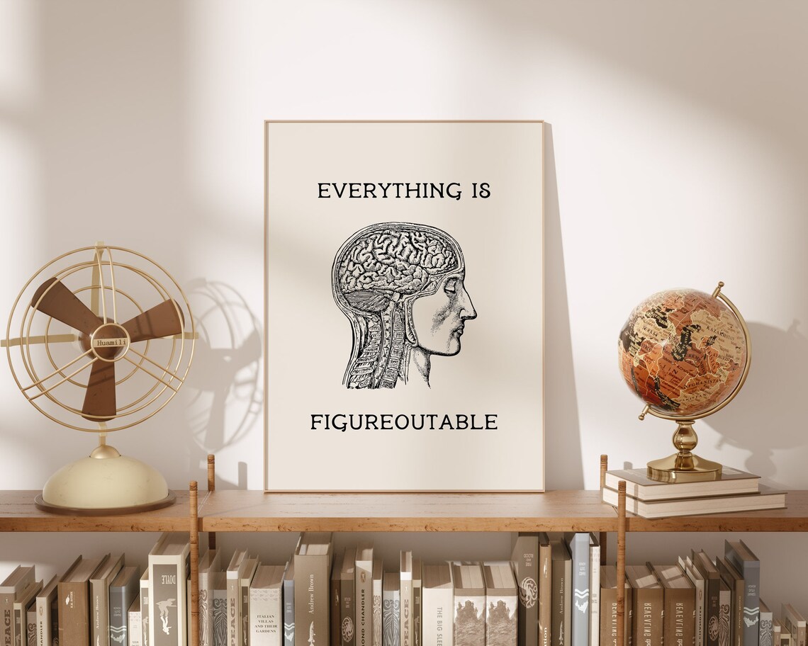 Everything Is Figureoutable Vintage Brain Anatomy Motivational Office Poster - Image 3