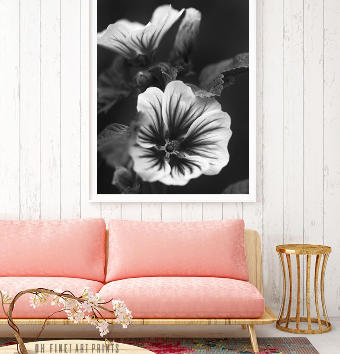 Black And White Hibiscus Macro Photography Floral Fine Art Poster - Image 2