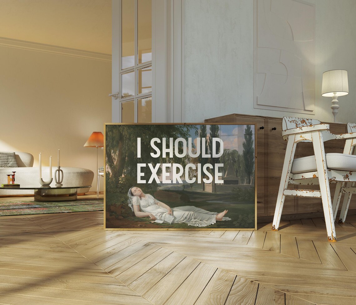I Should Exercise Funny Fitness Quote Art Print - Image 4