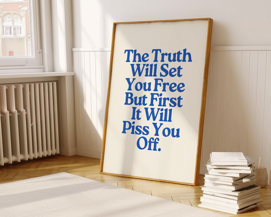 Inspirational Quote Print Art Retro Trendy Wall Art Blue Typography Poster Funny Affirmation A126 - Image 3