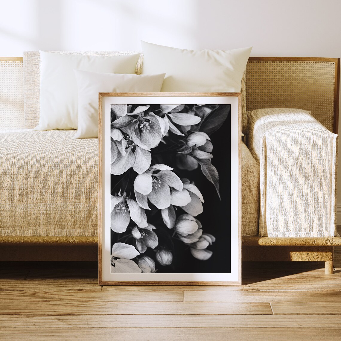 Black And White Flower Print, Bohemian Floral Art Print - Image 3