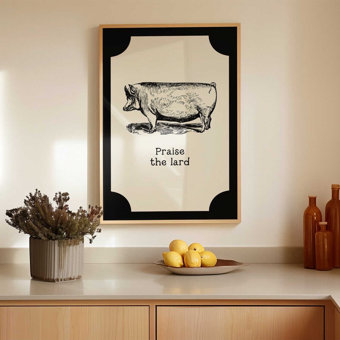Praise The Lard Bacon Quote Print Funny Kitchen Decor Food Kitchen Wall Art A83 - Image 3
