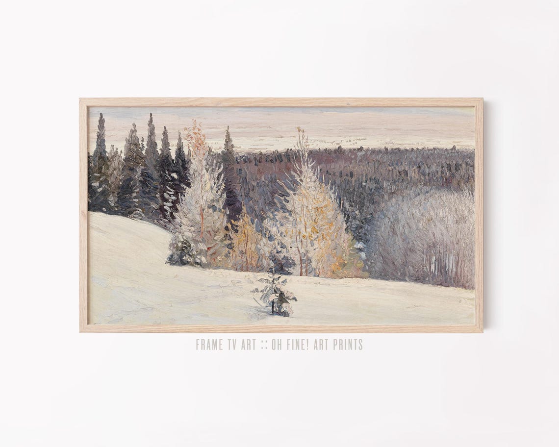 Snowy Winter Forest Landscape Muted Pastel Christmas Decor Poster