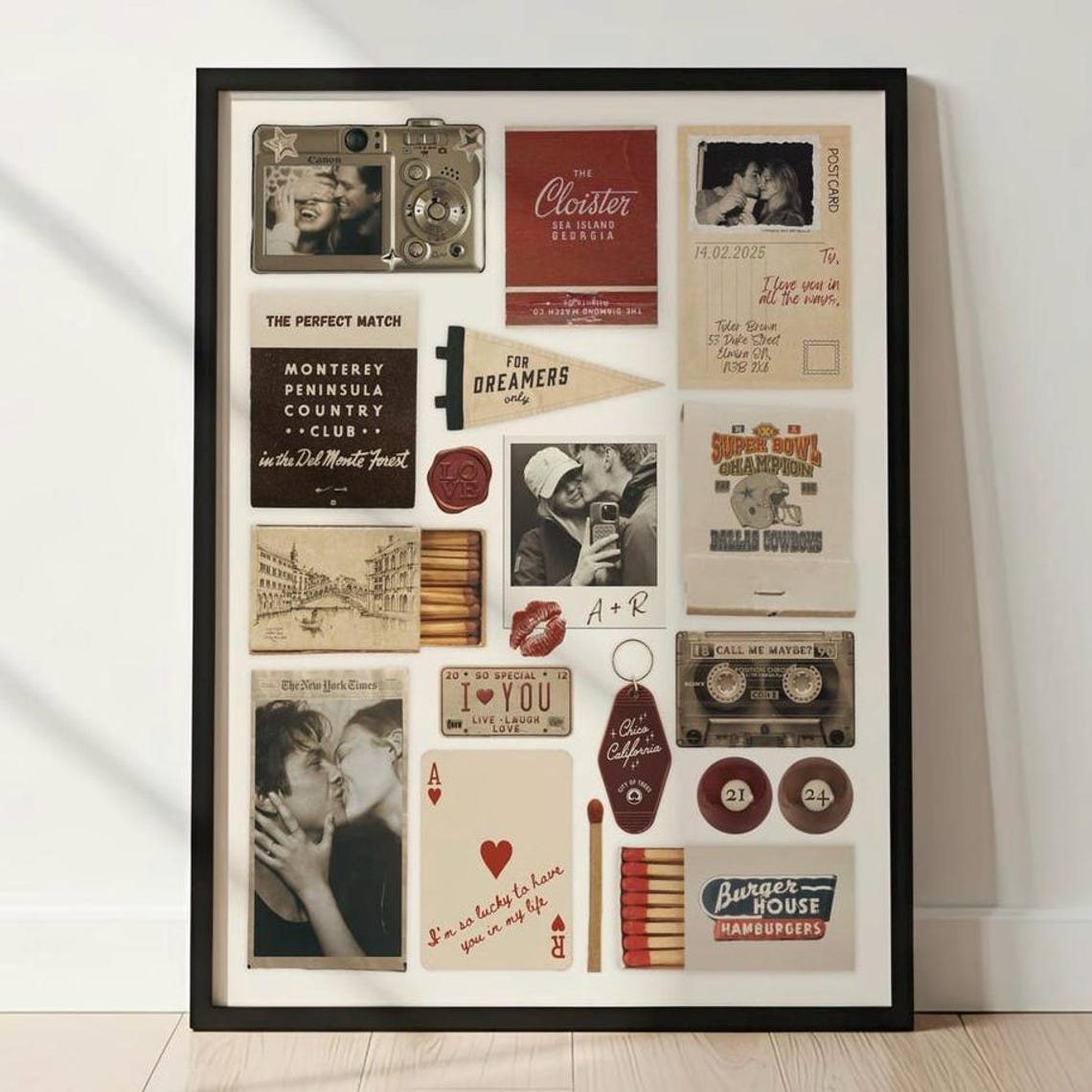 Custom Matchbook Poster, Anniversary Gift for Boyfriend or Girlfriend