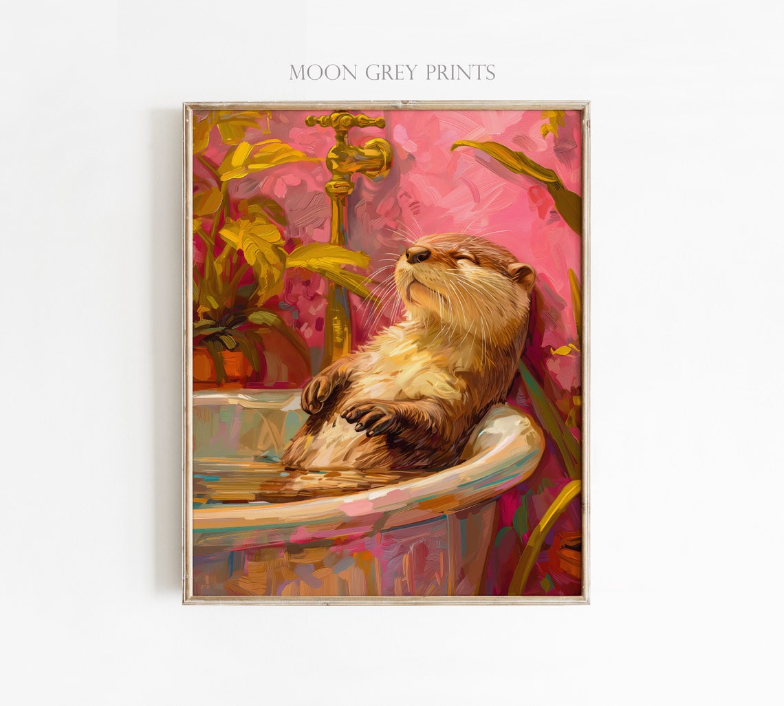 Cute Otter Poster Print, Bathroom Wall Art - Image 2