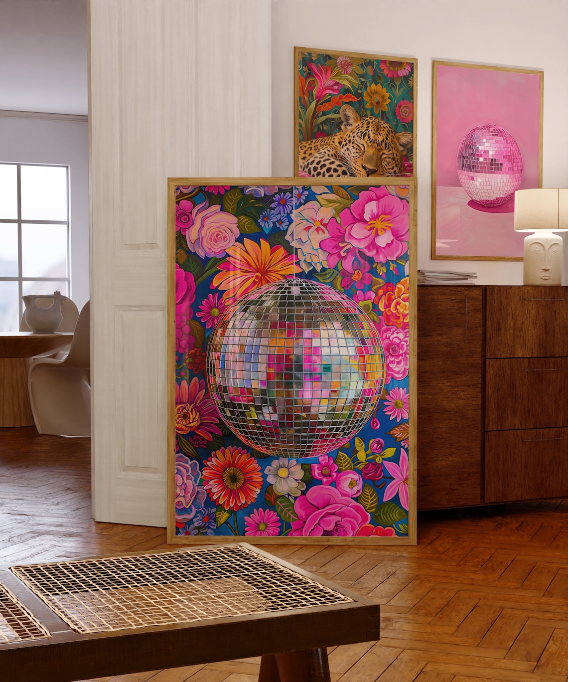 Disco Ball Botanical Oil Painting Poster Print - Image 3