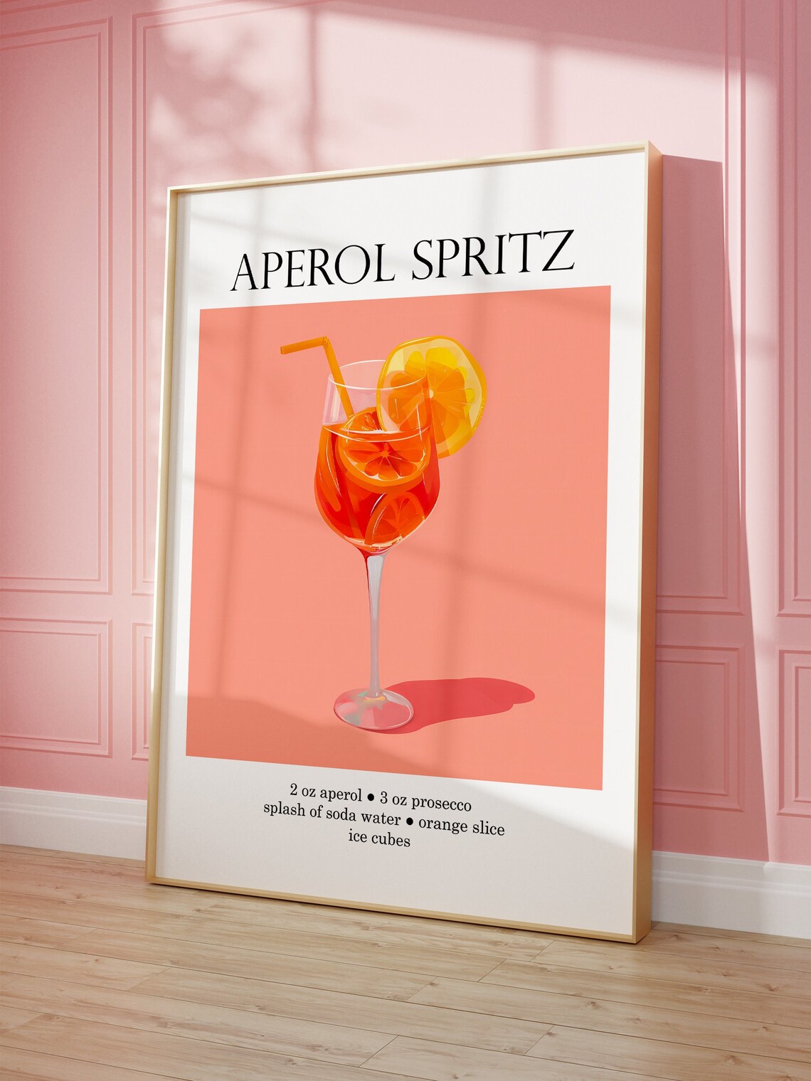 Aperol Spritz Poster, Cocktail Bar Cart Decor