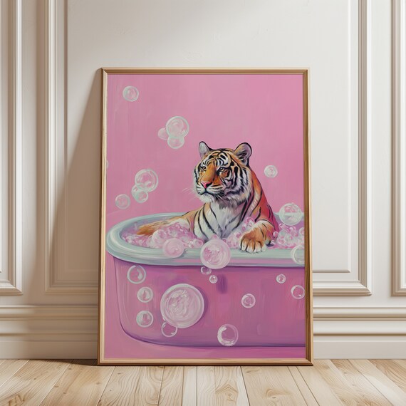Tiger In A Bathtub Maximalist Poster