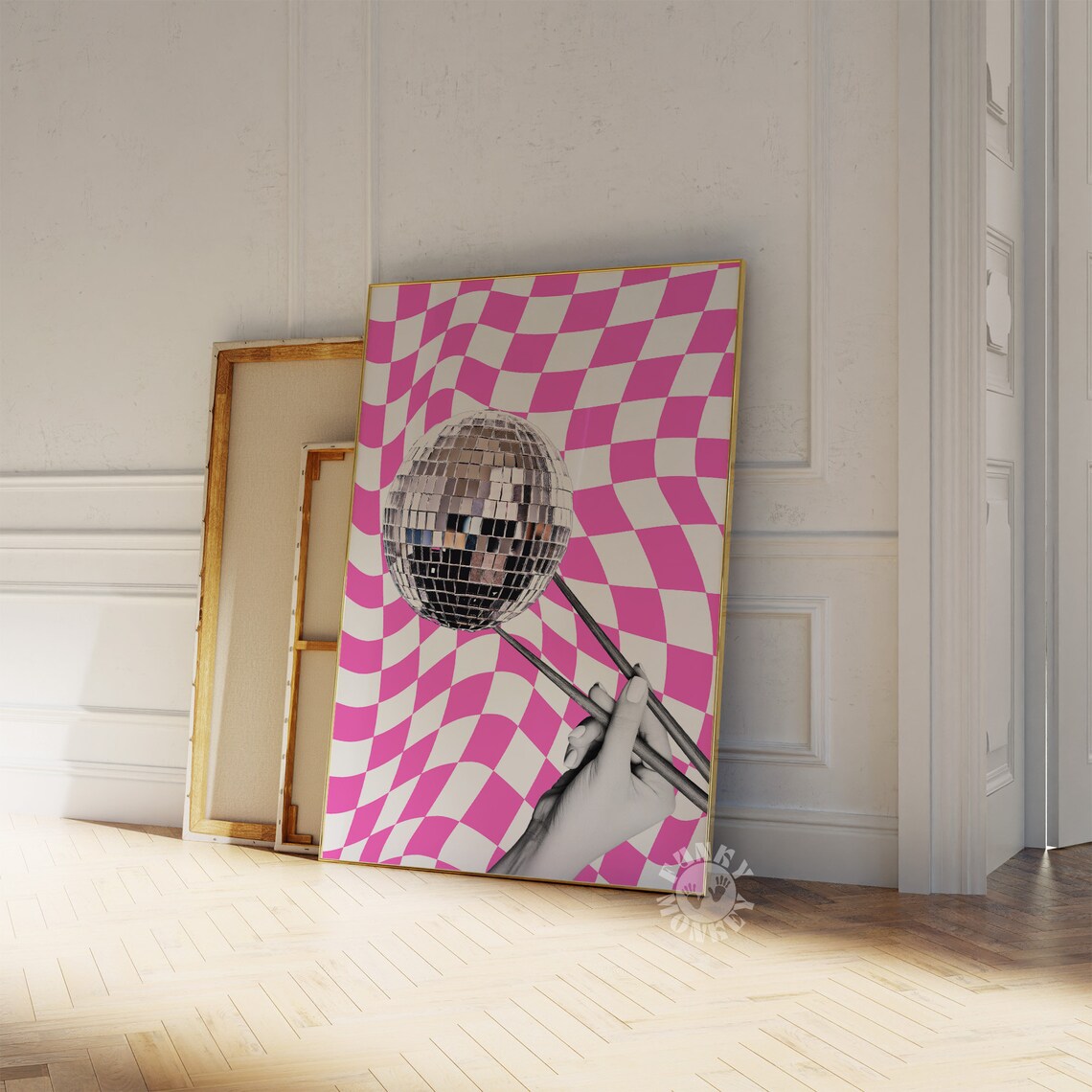 Retro Disco Ball Chopsticks Poster, Maximalist Decor