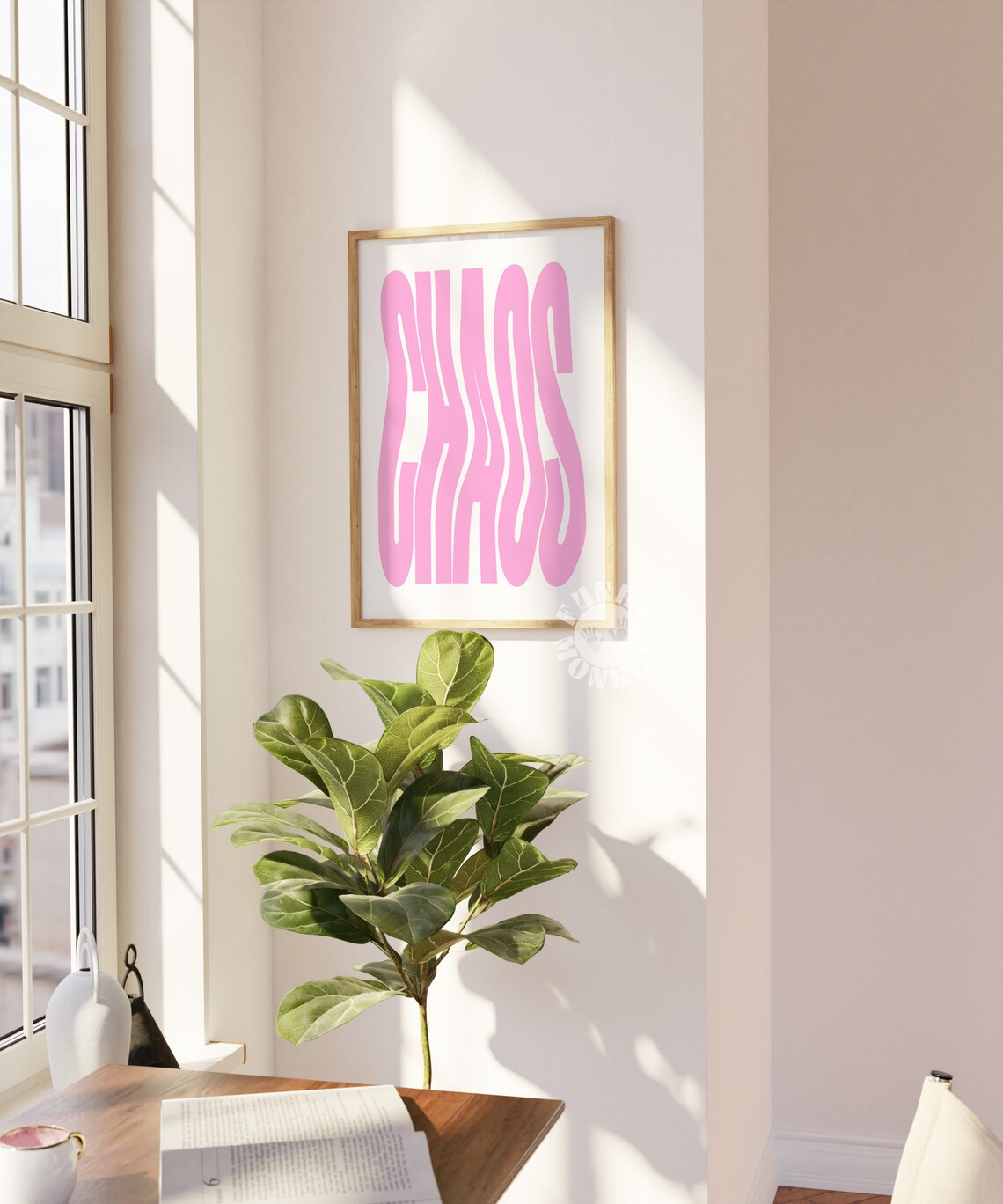 Pink Chaos Print, Retro Preppy Wall Art Poster - Image 2