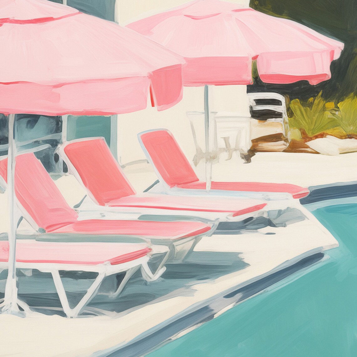 Swimming Pool Retro Aesthetic Art Print, Palm Springs