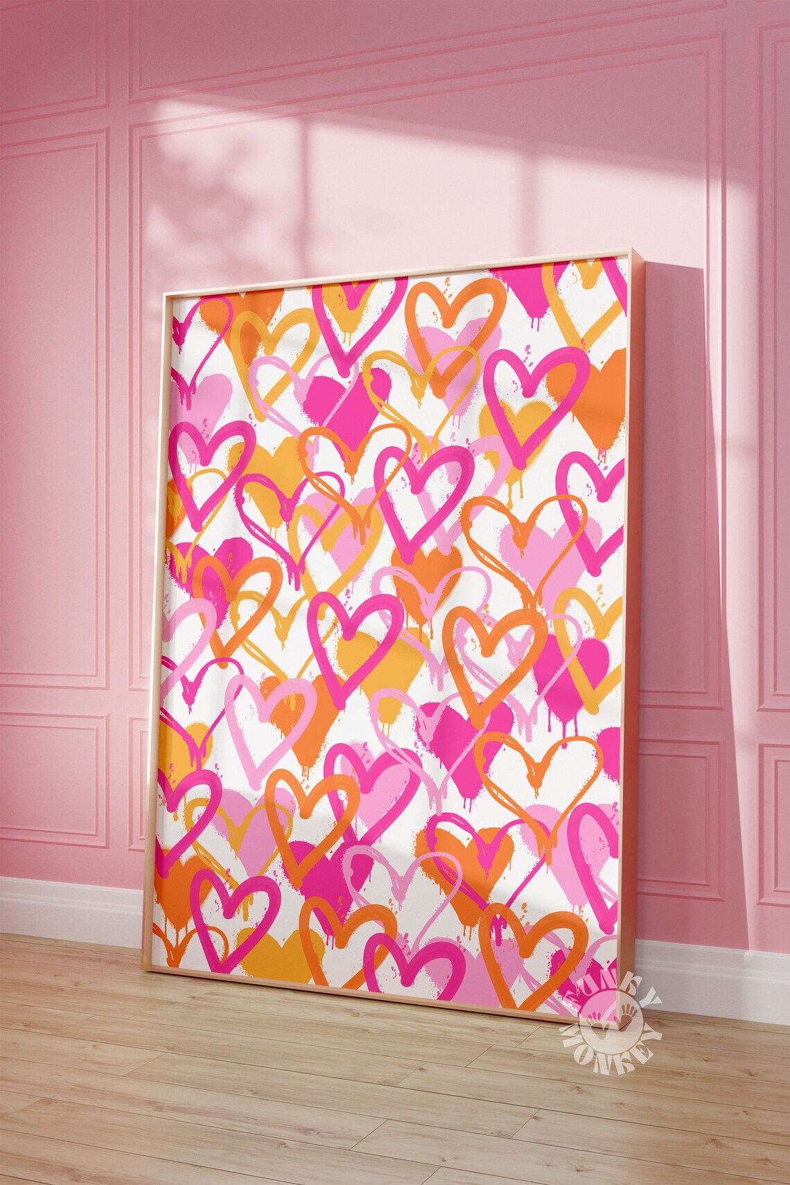 Pink Orange Trendy Preppy Room Decor Poster Set