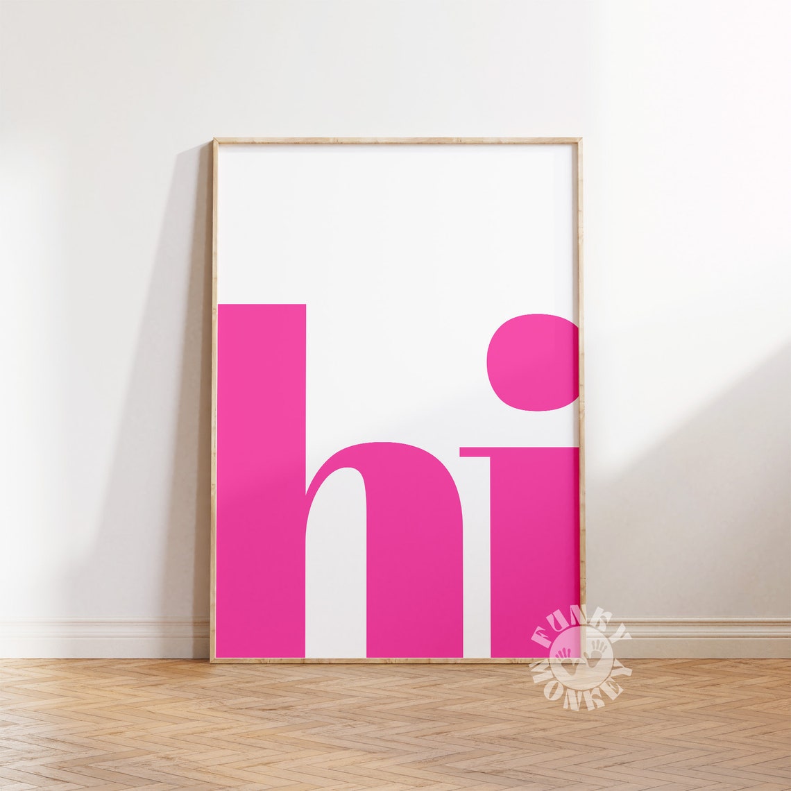 Giant Pink Hi Letters Minimalist Typography Statement Poster - Image 2