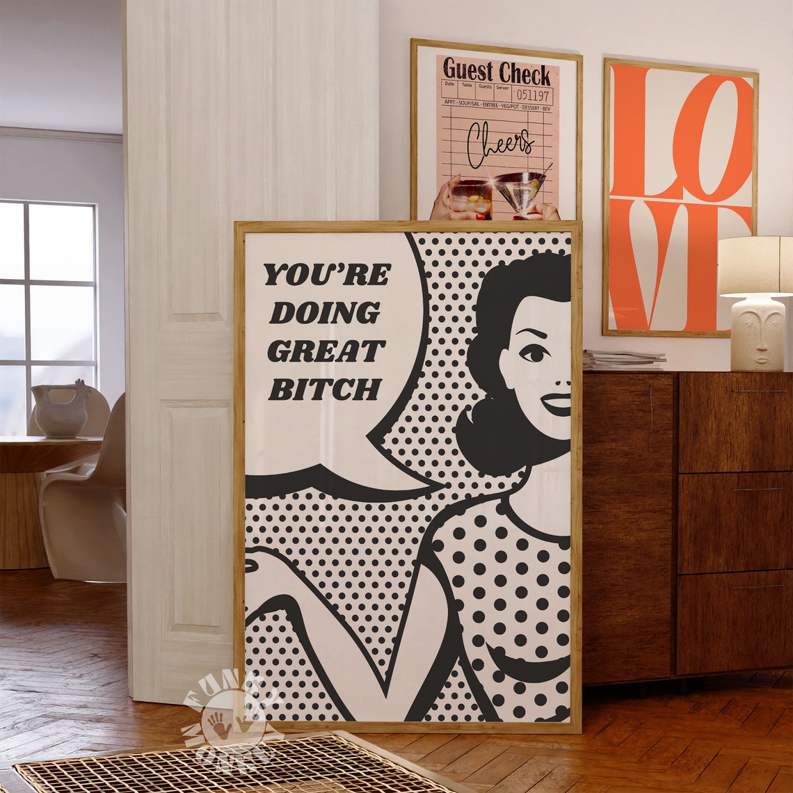 You're Doing Great Bitch Retro 50s Pop Art Encouragement Poster - Image 3