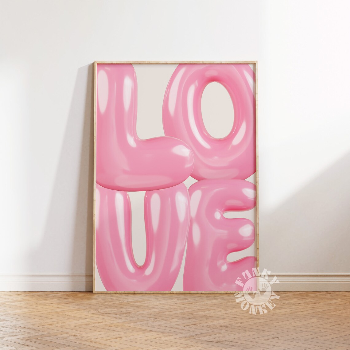 Pink Love Bubble Letters Retro Art Print