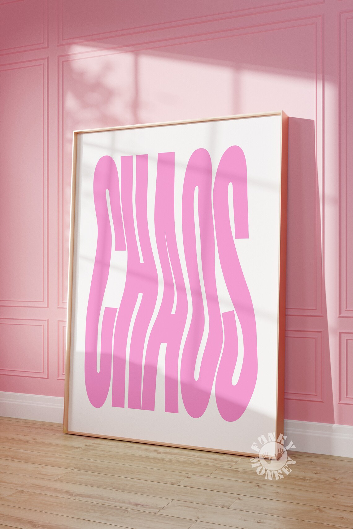 Pink Chaos Print, Retro Preppy Wall Art Poster