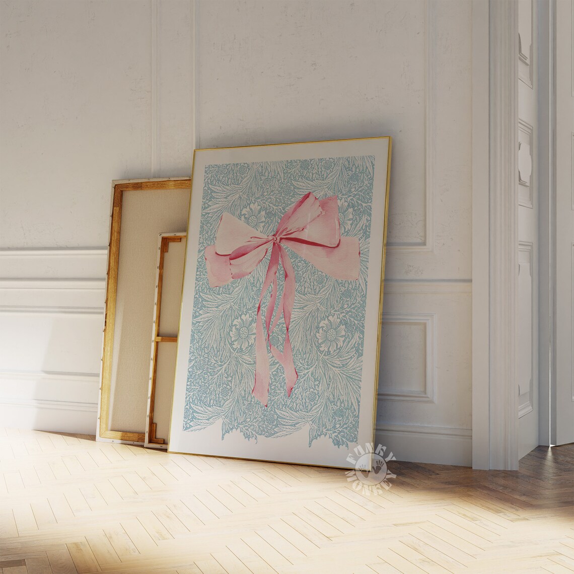 Pink Bow Coquette Art Print, Grandmillennial Decor