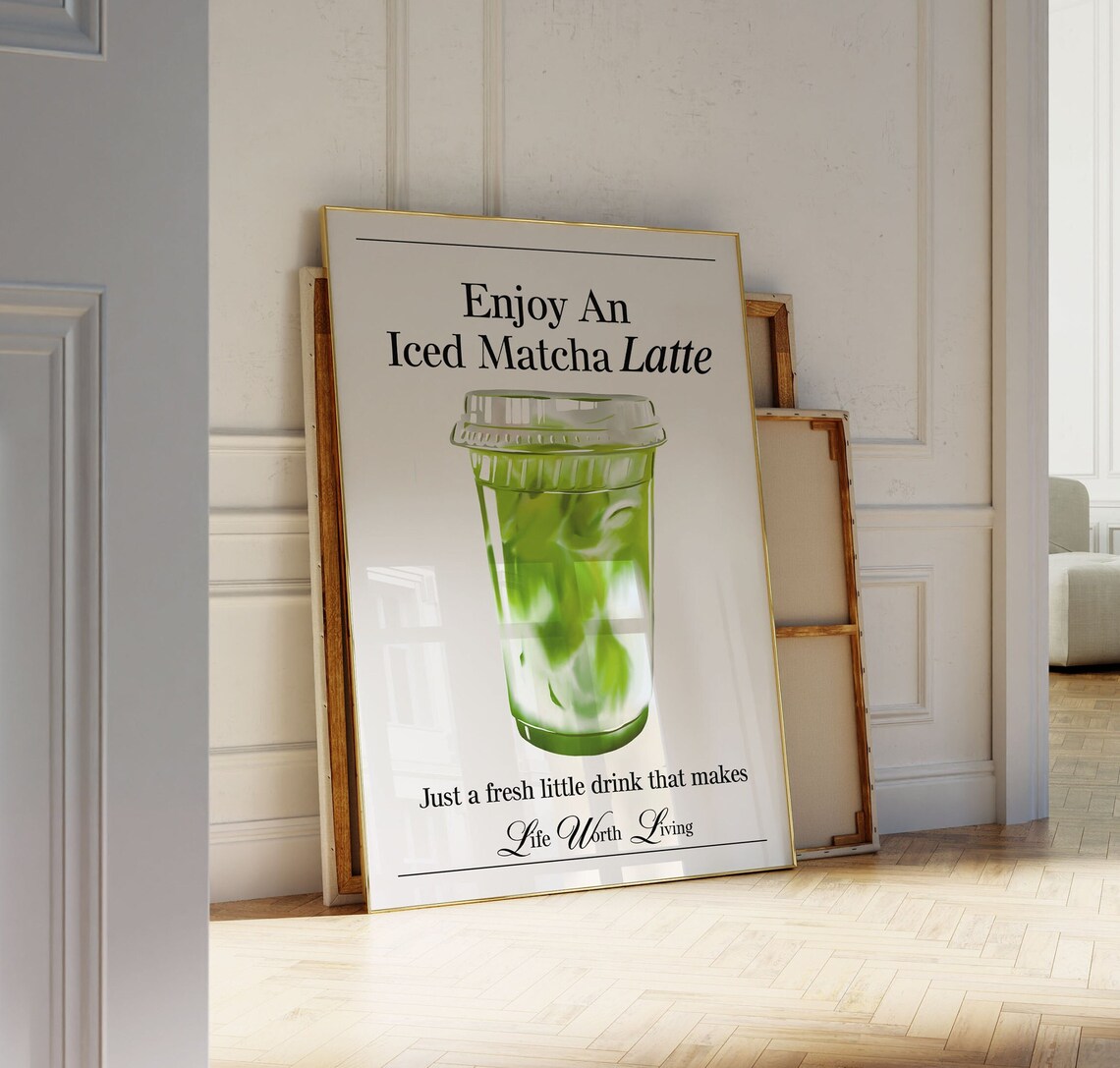 Iced Matcha Latte Retro Aesthetic Art Print - Image 2