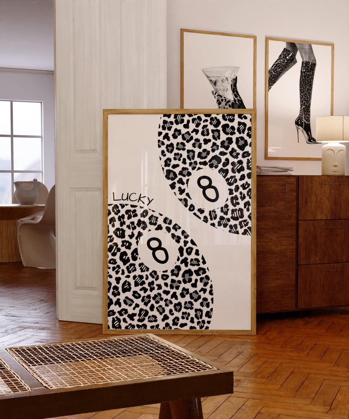 Lucky 8 Ball Leopard Motif Yin Yang Style Lucky Quote Art Poster - Image 3