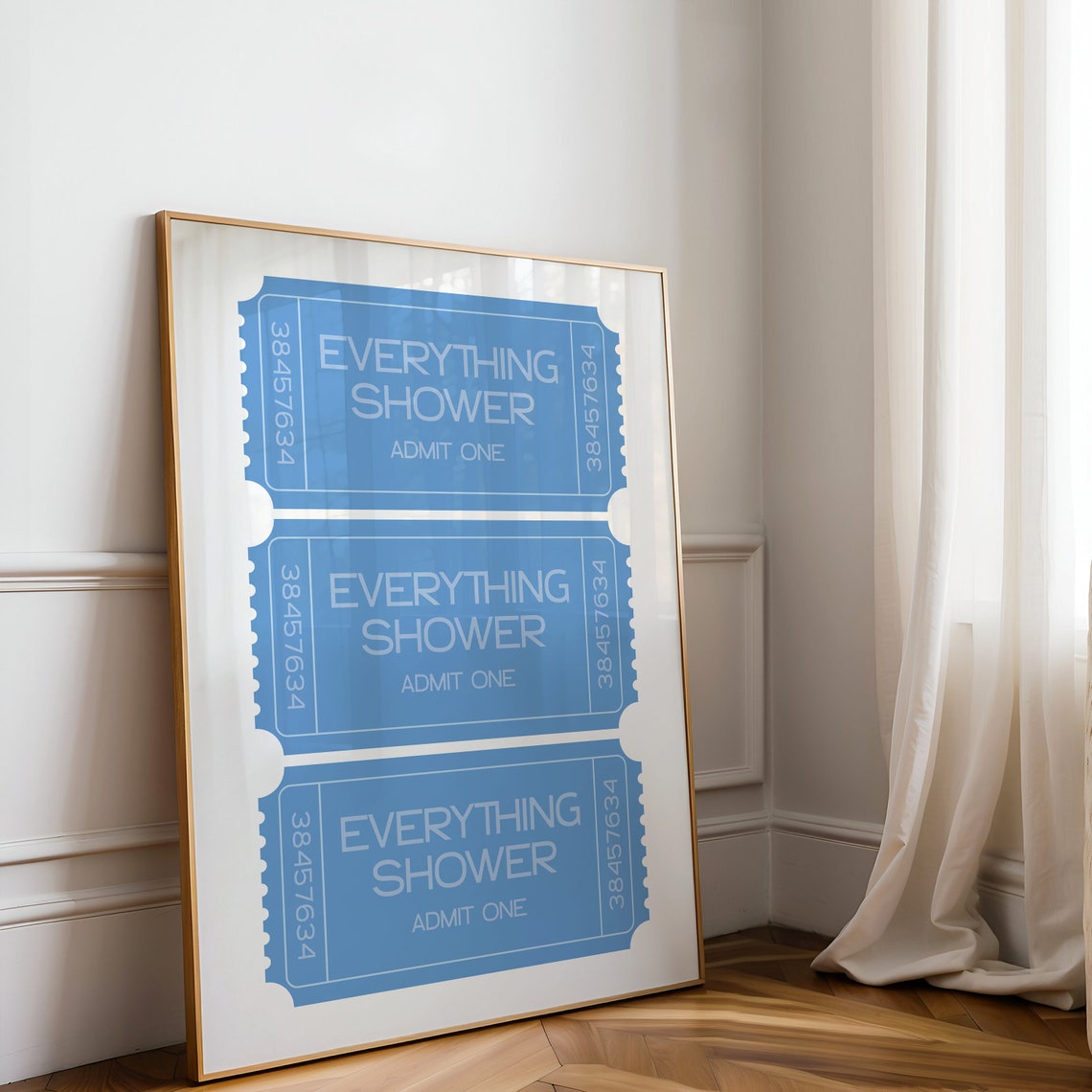 Everything Shower Admit One Blue Ticket Stub Trio Art Poster - Image 2