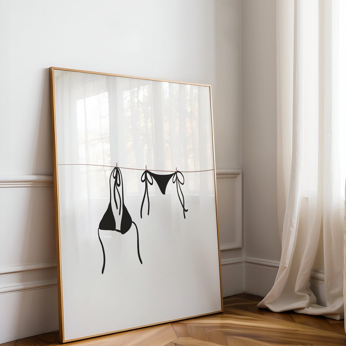 Bikini On Clothesline Coastal Beachy Art Print - Image 2