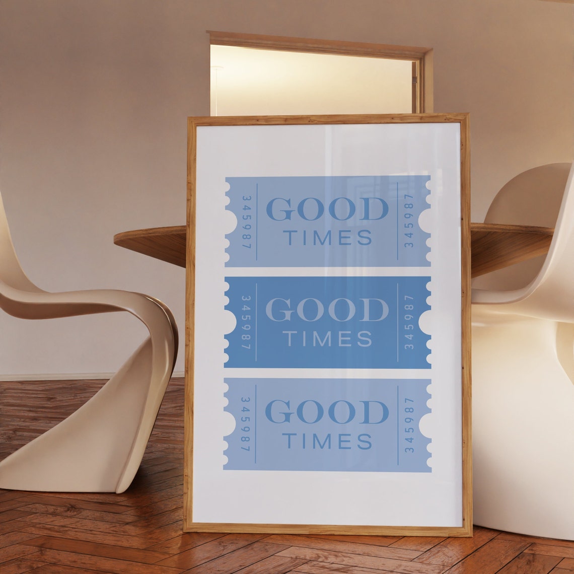 Good Times Trio Blue Ticket Stubs Retro Nostalgia Wall Poster - Image 2