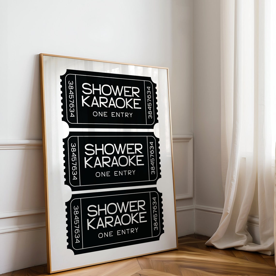 Shower Karaoke Ticket Stubs Funny Bathroom Music Singing Poster - Image 2