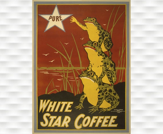 White Star Vintage Coffee Poster