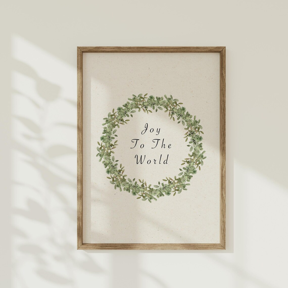 Joy To The World Green Botanical Wreath Minimalist Christmas Poster