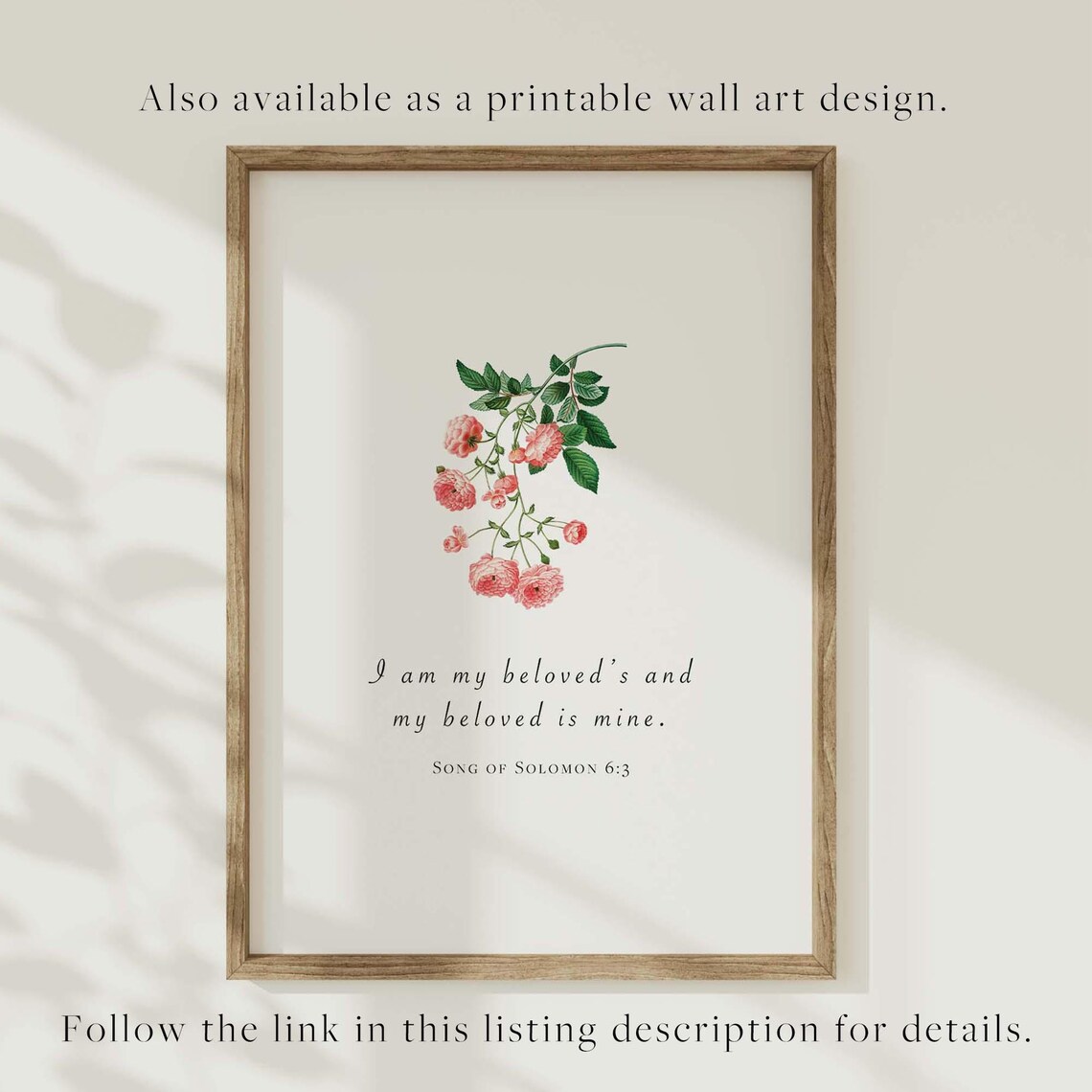 Song of Solomon 6:3 Rose Botanical I Am My Beloved's Love Verse Poster - Image 4