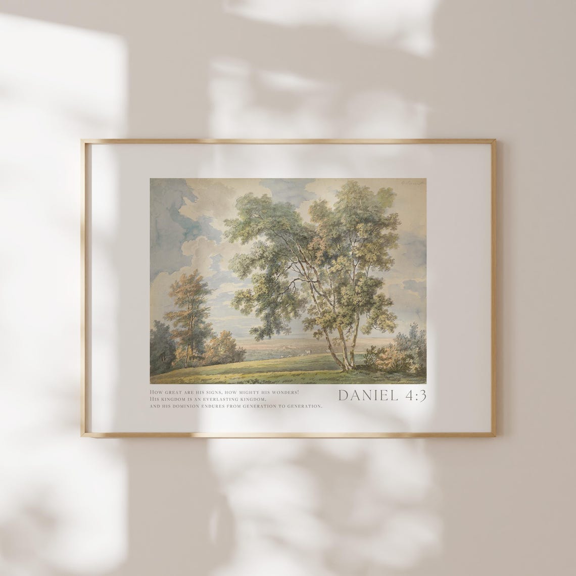 Vintage Landscape Wall Art Daniel 43 Bible Verse Poster Peaceful Scripture Quote Sheep Pasture Christian Farmhouse Home Decor