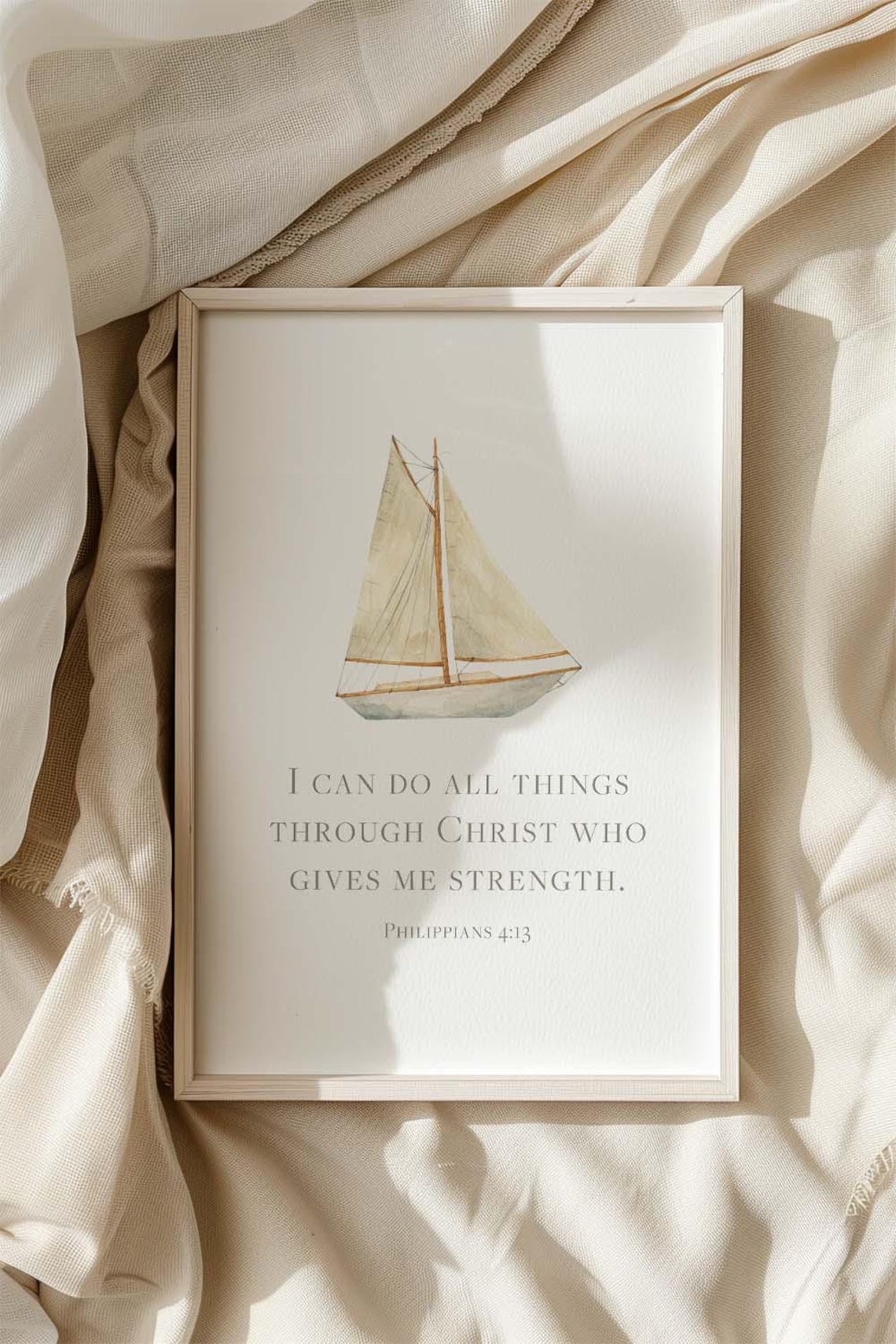 Philippians 413 Sailboat Nautical Nursery Wall Art Coastal Bible Verse Print Neutral Christian Baby Decor Kids Room Scripture - Image 5