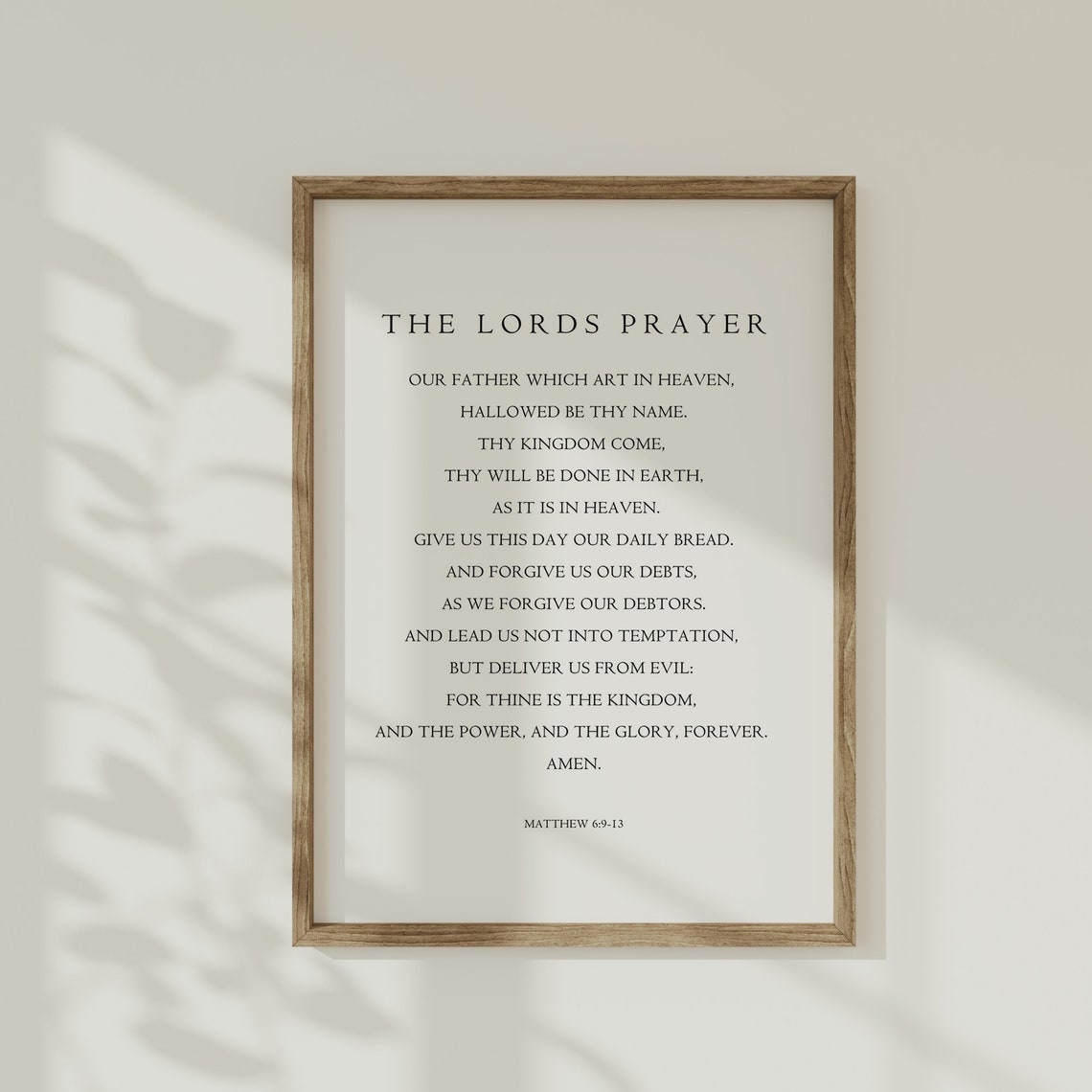 The Lords Prayer Matthew 6:9-13 Minimalist Typography Scripture Poster