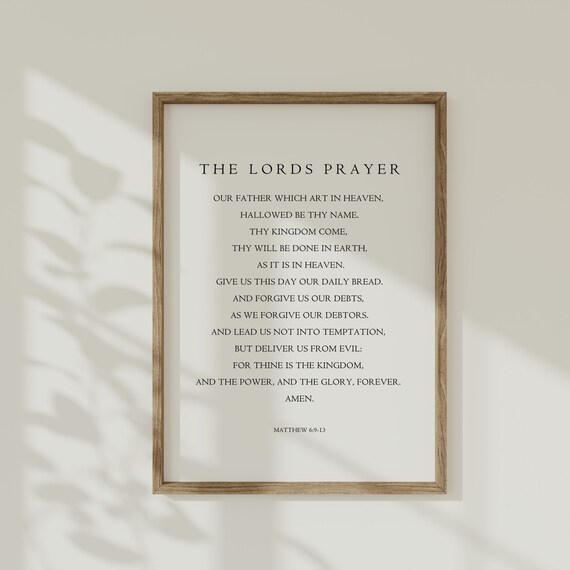 The Lords Prayer Matthew 6:9-13 Minimalist Typography Scripture Poster