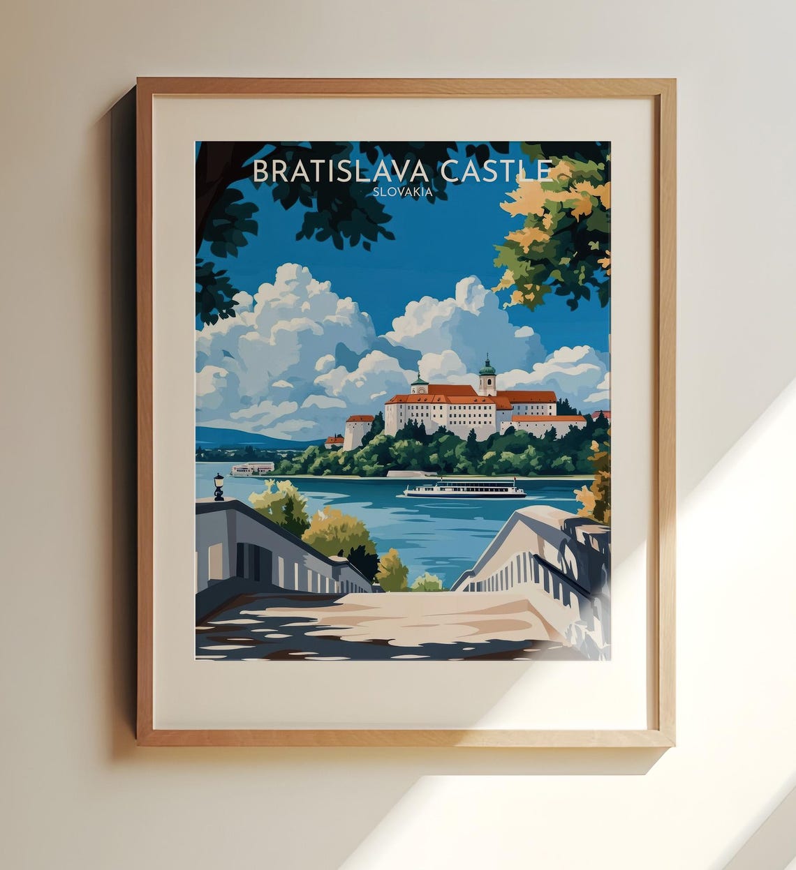 Bratislava Castle Slovakia View From Bridge Vintage Travel Poster