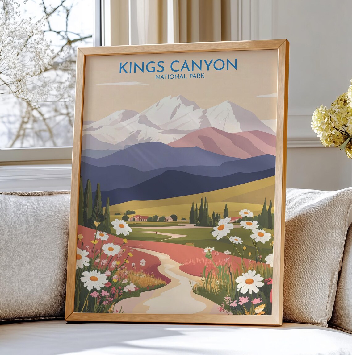 Kings Canyon National Park Wildflowers Mountain Trail Travel Poster