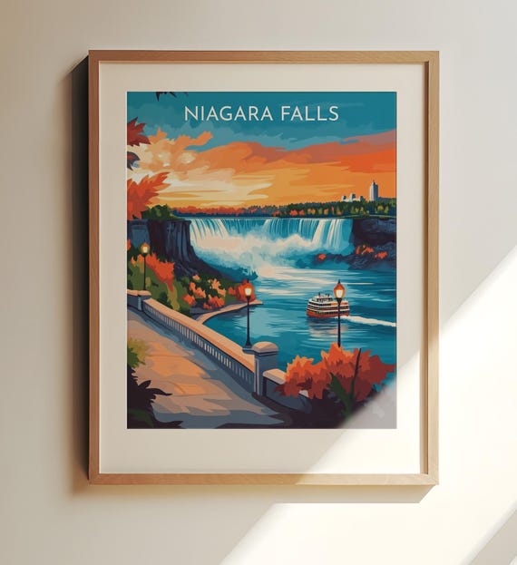 Niagara Falls Wall Art Travel Print Autumn Scenic Landscape