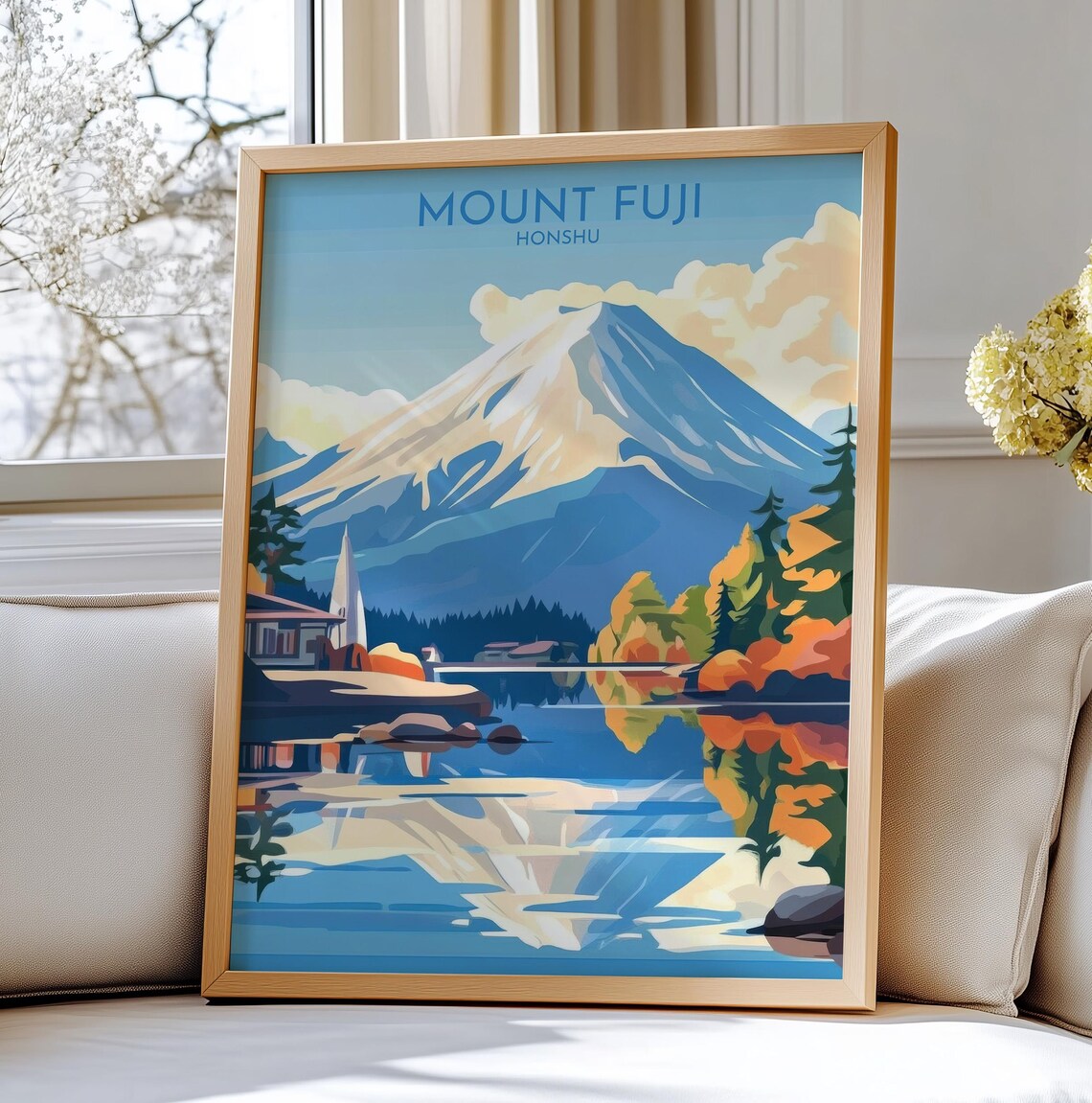 Mount Fuji Honshu Snow Capped Mountain Vintage Travel Poster