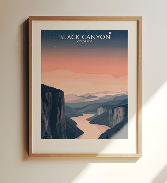Black Canyon Colorado Sunset Canyon River Vintage Travel Poster
